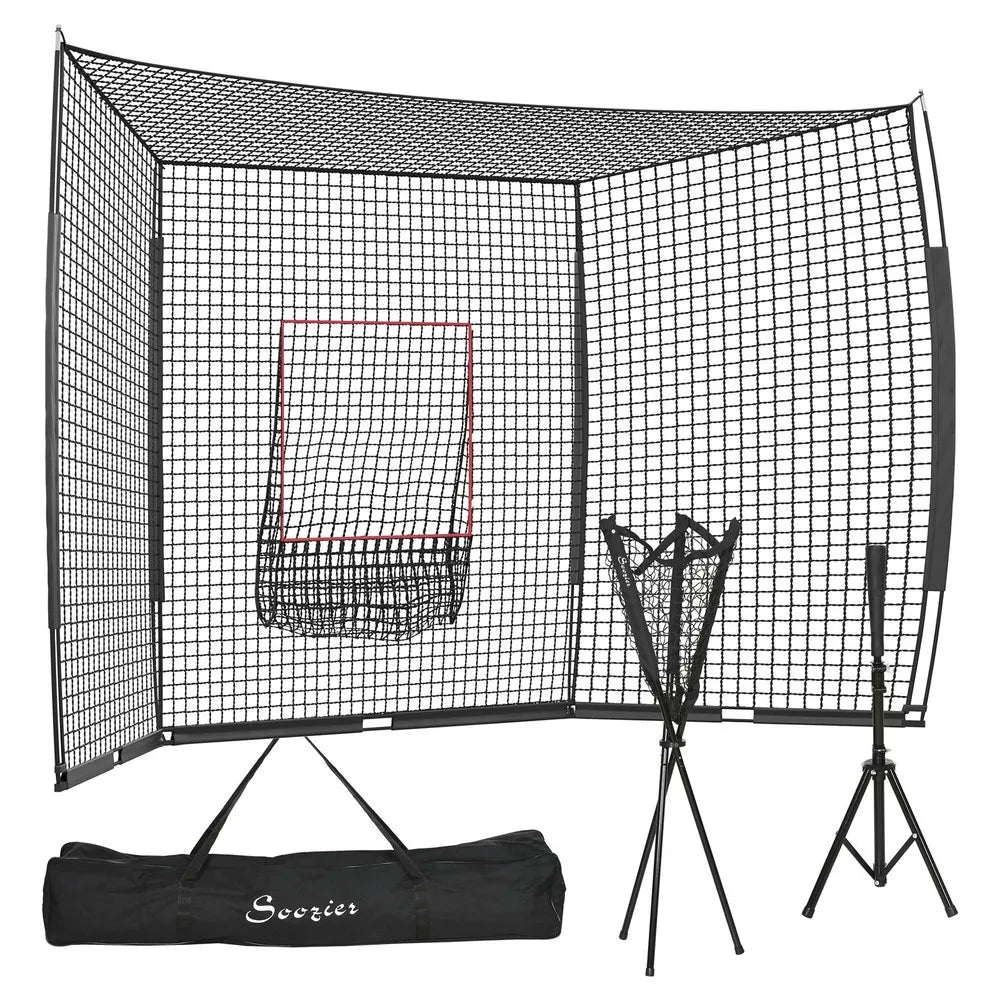 Softball and Baseball Net Set w/ Tee, Caddy & Portable Carry Bag