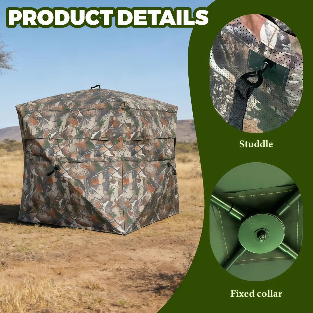 Camouflage Pop-Up Hunting Blind Ground Shelter for Deer Turkey And Duck Hunting Easy Setup And Storage Outdoor Camo Blind