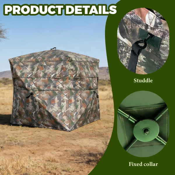 Camouflage Pop-Up Hunting Blind Ground Shelter for Deer Turkey And Duck Hunting Easy Setup And Storage Outdoor Camo Blind