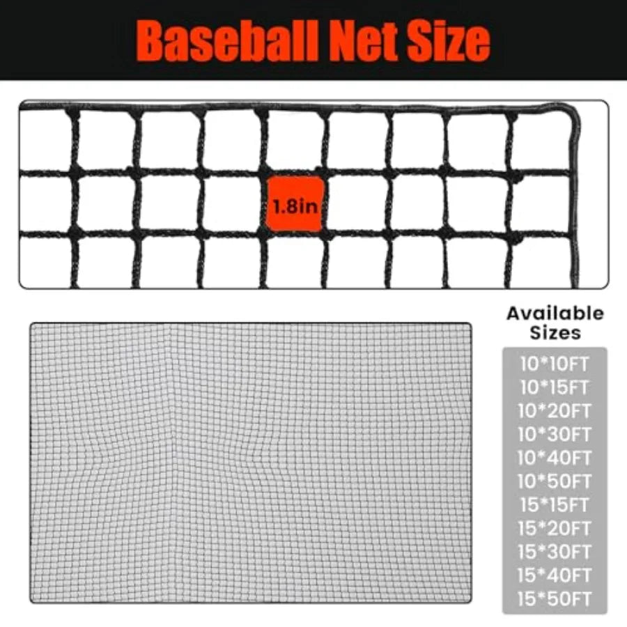 Baseball Softball Backstop NetsSports Net with 33ft Rope or Steel Hanging Kit Nylon Nets Also for Basketball Soccer Lacrosse Ho