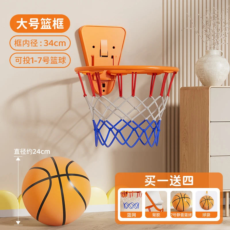 Indoor Basketball Rim Children's Shooting Frame Home Quiet Ball Wall Hanging Style Foldable Basketball Stand Small Basket