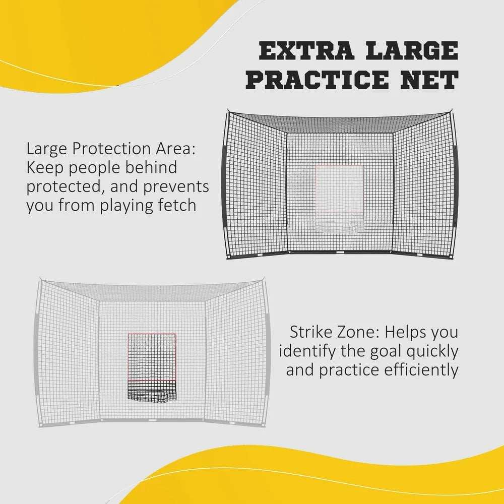 Softball and Baseball Net Set w/ Tee, Caddy & Portable Carry Bag