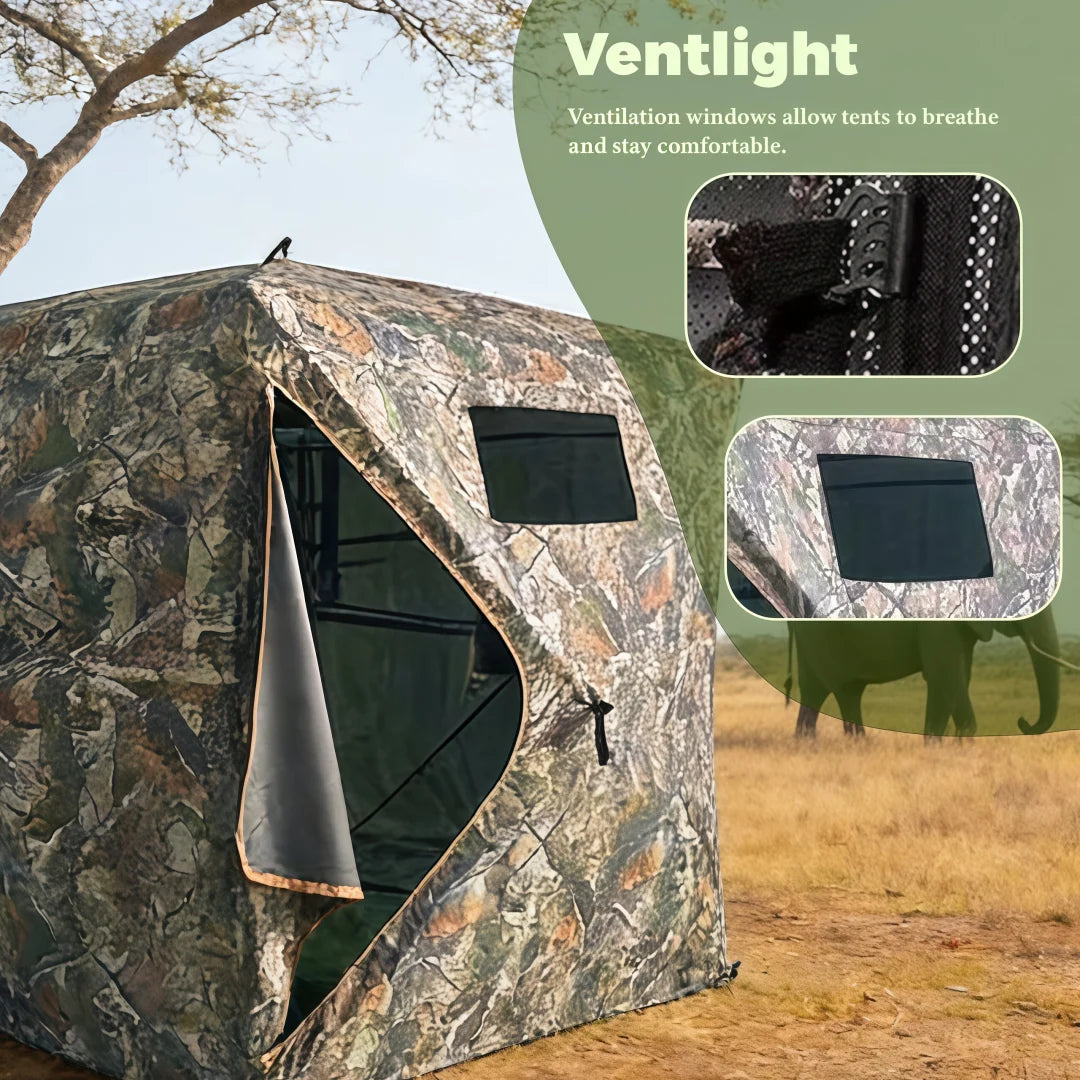 Camouflage Pop-Up Hunting Blind Ground Shelter for Deer Turkey And Duck Hunting Easy Setup And Storage Outdoor Camo Blind
