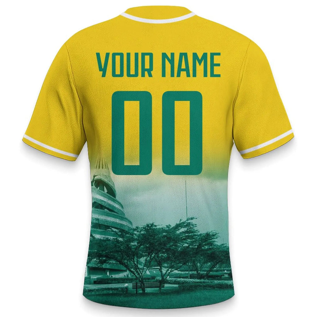 Men's Cameroon Custom Baseball Jersey Personalized Name Number Comfort Shirt with City Night View for Baseball Fans Gift