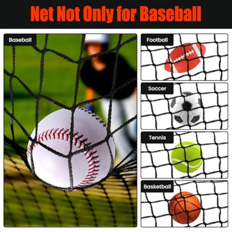 Baseball Softball Backstop NetsSports Net with 33ft Rope or Steel Hanging Kit Nylon Nets Also for Basketball Soccer Lacrosse Ho