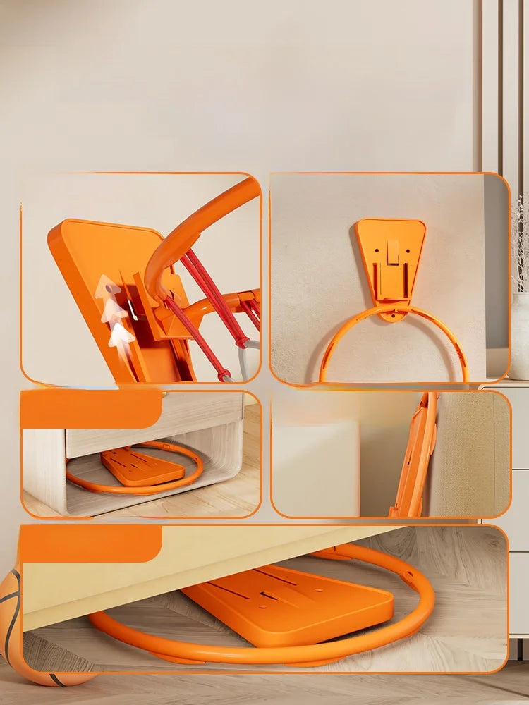 Indoor Basketball Rim Children's Shooting Frame Home Quiet Ball Wall Hanging Style Foldable Basketball Stand Small Basket