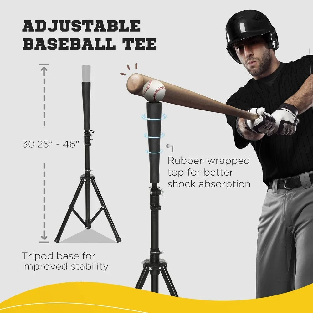 Softball and Baseball Net Set w/ Tee, Caddy & Portable Carry Bag