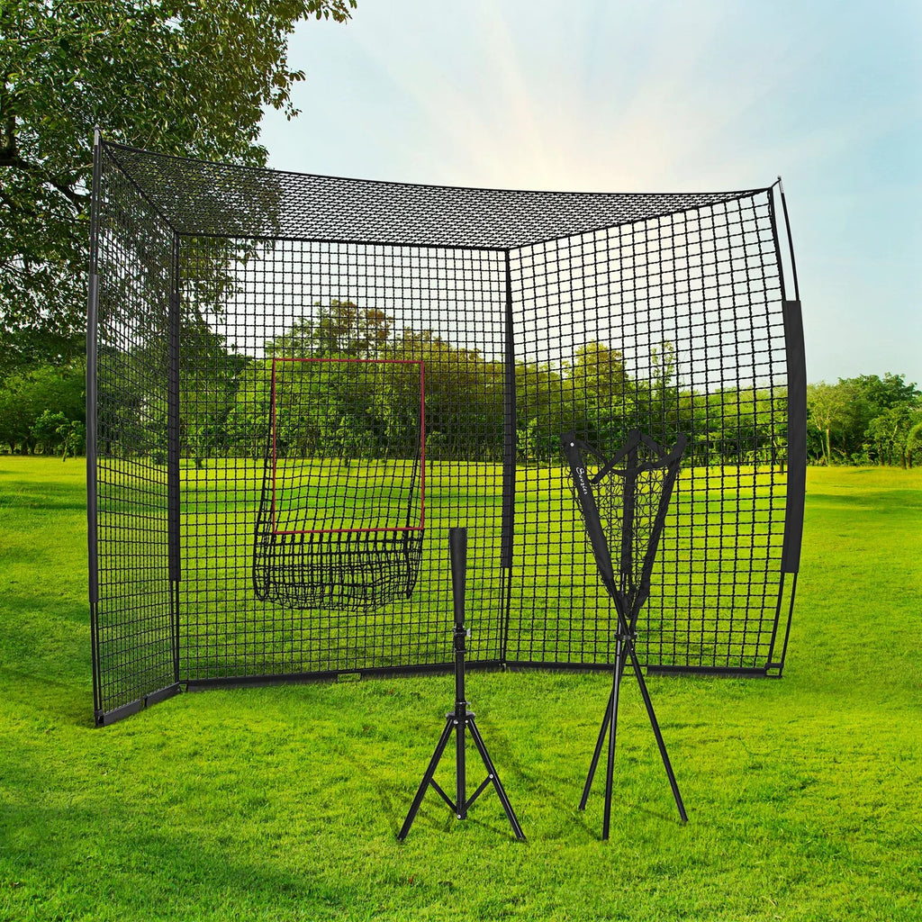 Softball and Baseball Net Set w/ Tee, Caddy & Portable Carry Bag