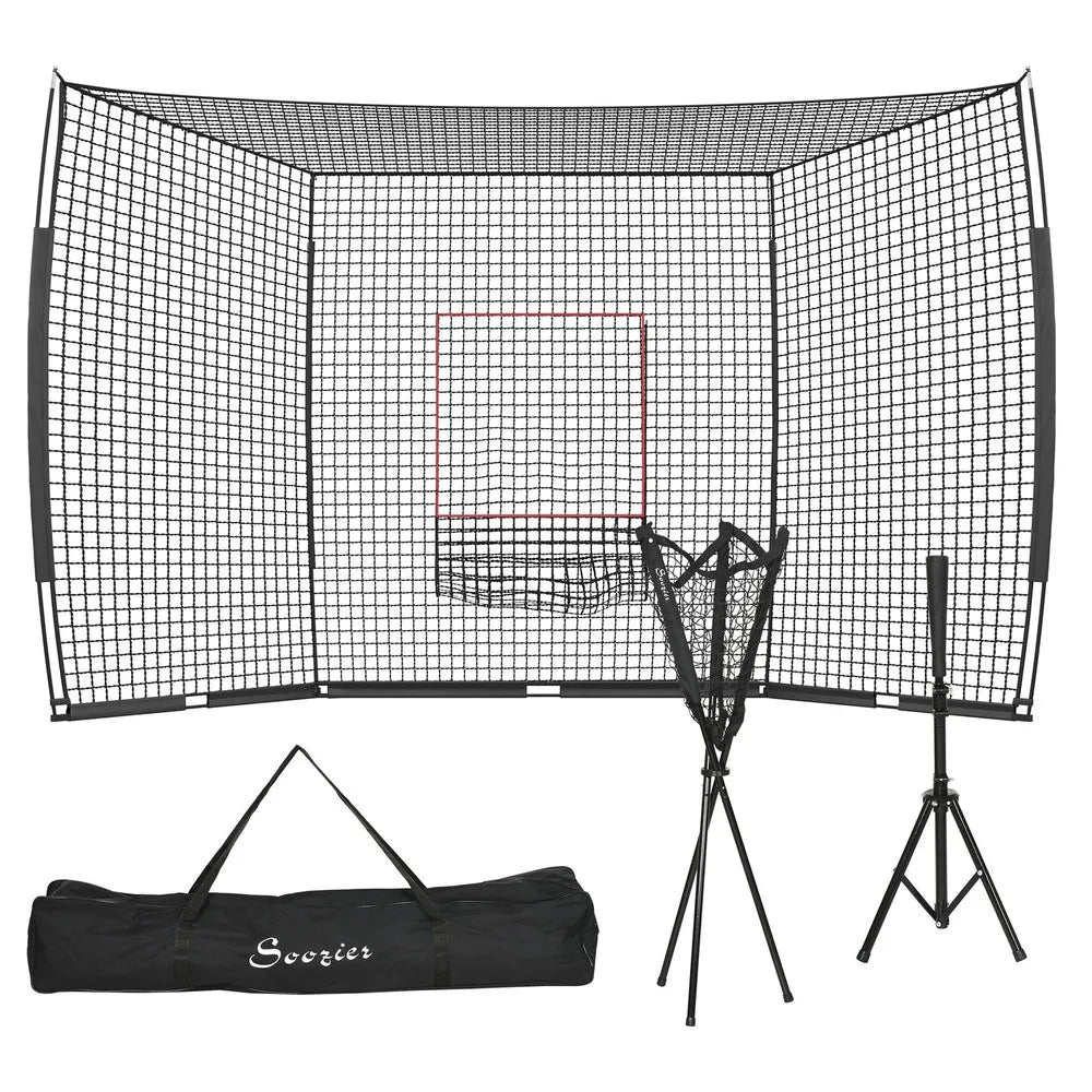 Softball and Baseball Net Set w/ Tee, Caddy & Portable Carry Bag